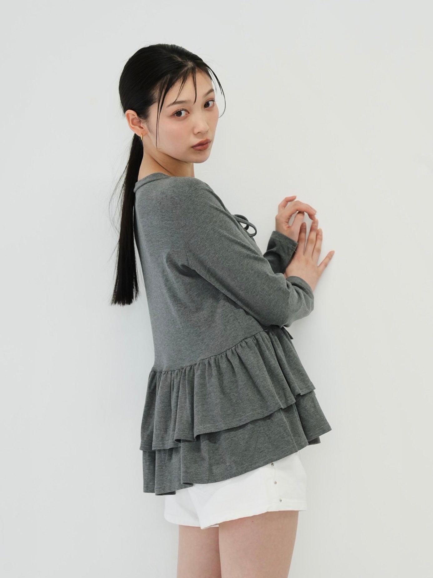 frill front ribbon cardigan