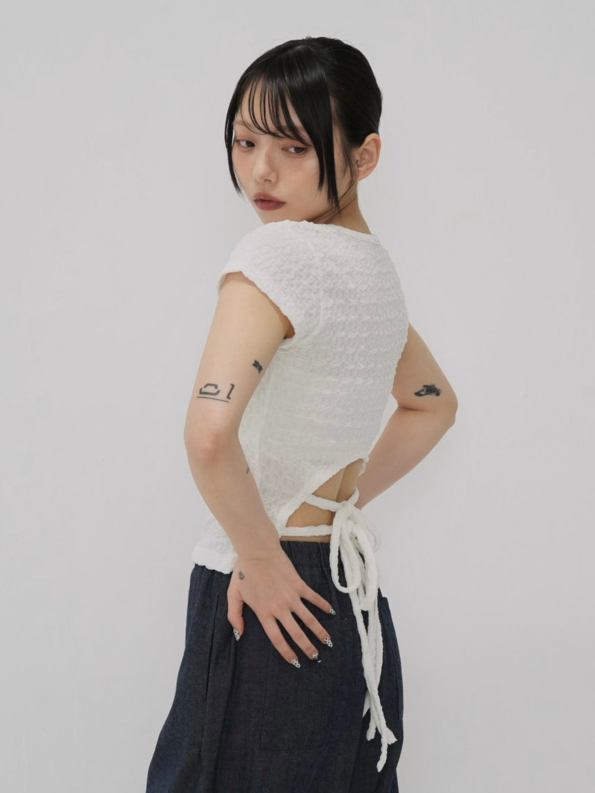 ribbon open back tops