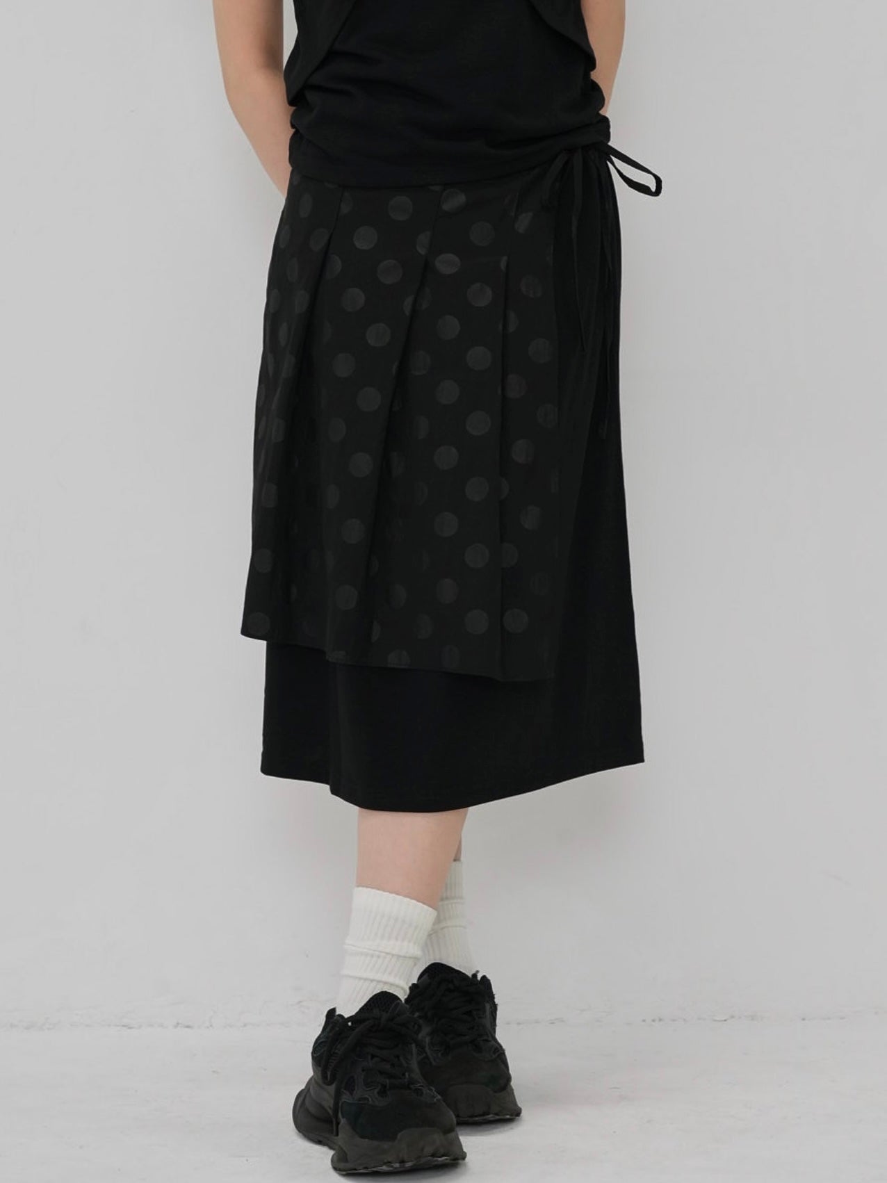 dot layered long skirt