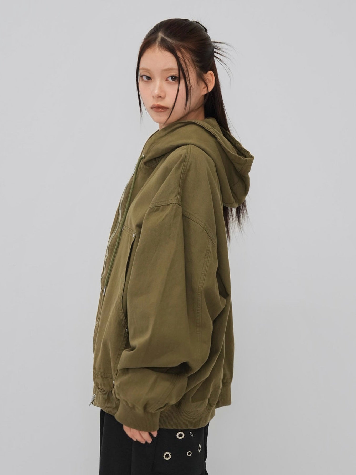 over pocket zip up hoodie