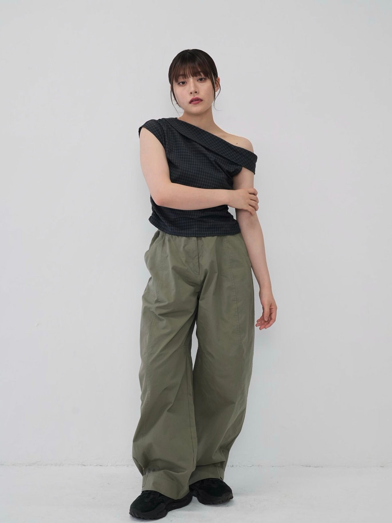 asym check blouse