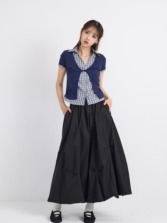 pintuck balloon skirt