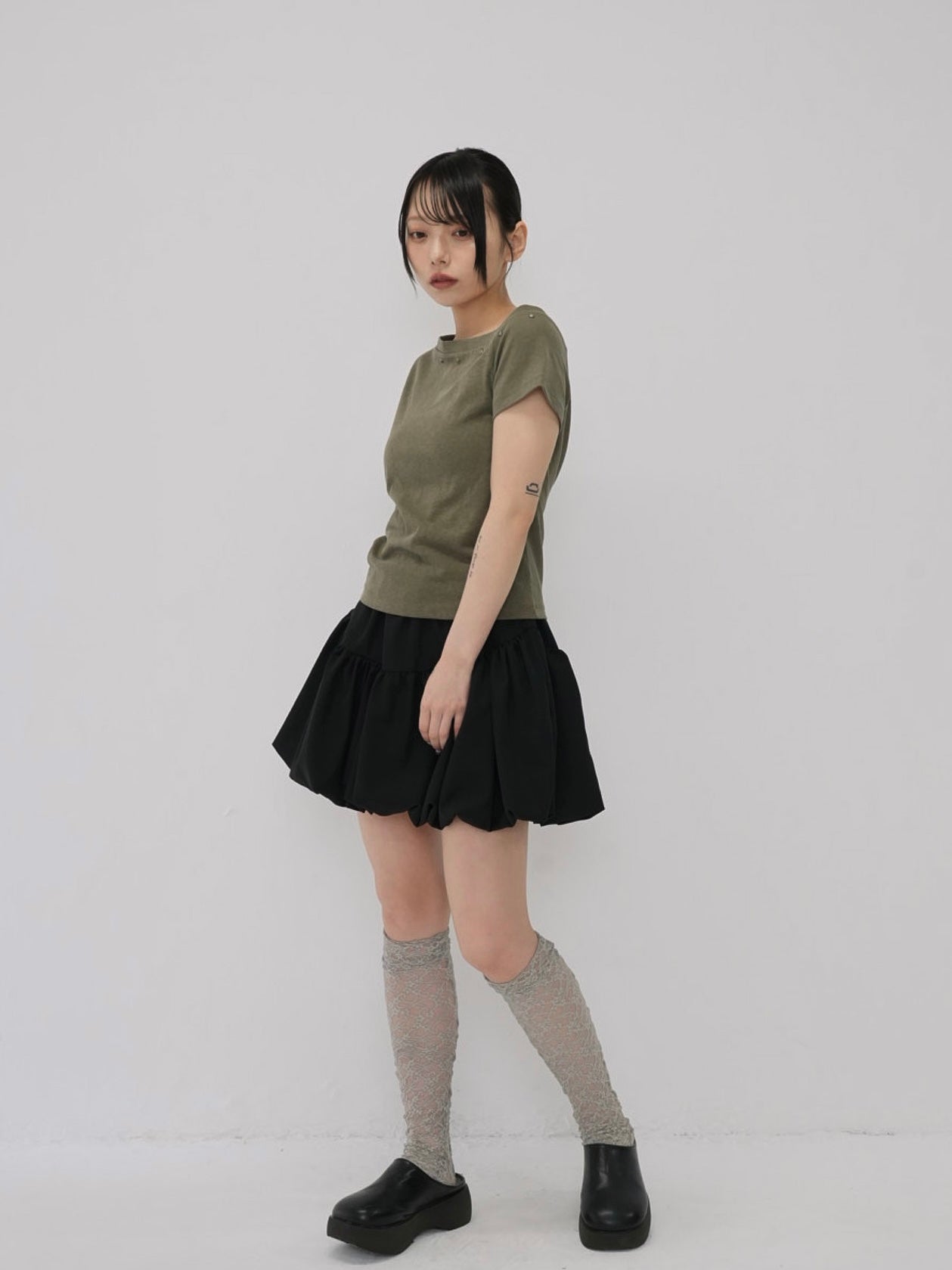 one shoulder stud tops