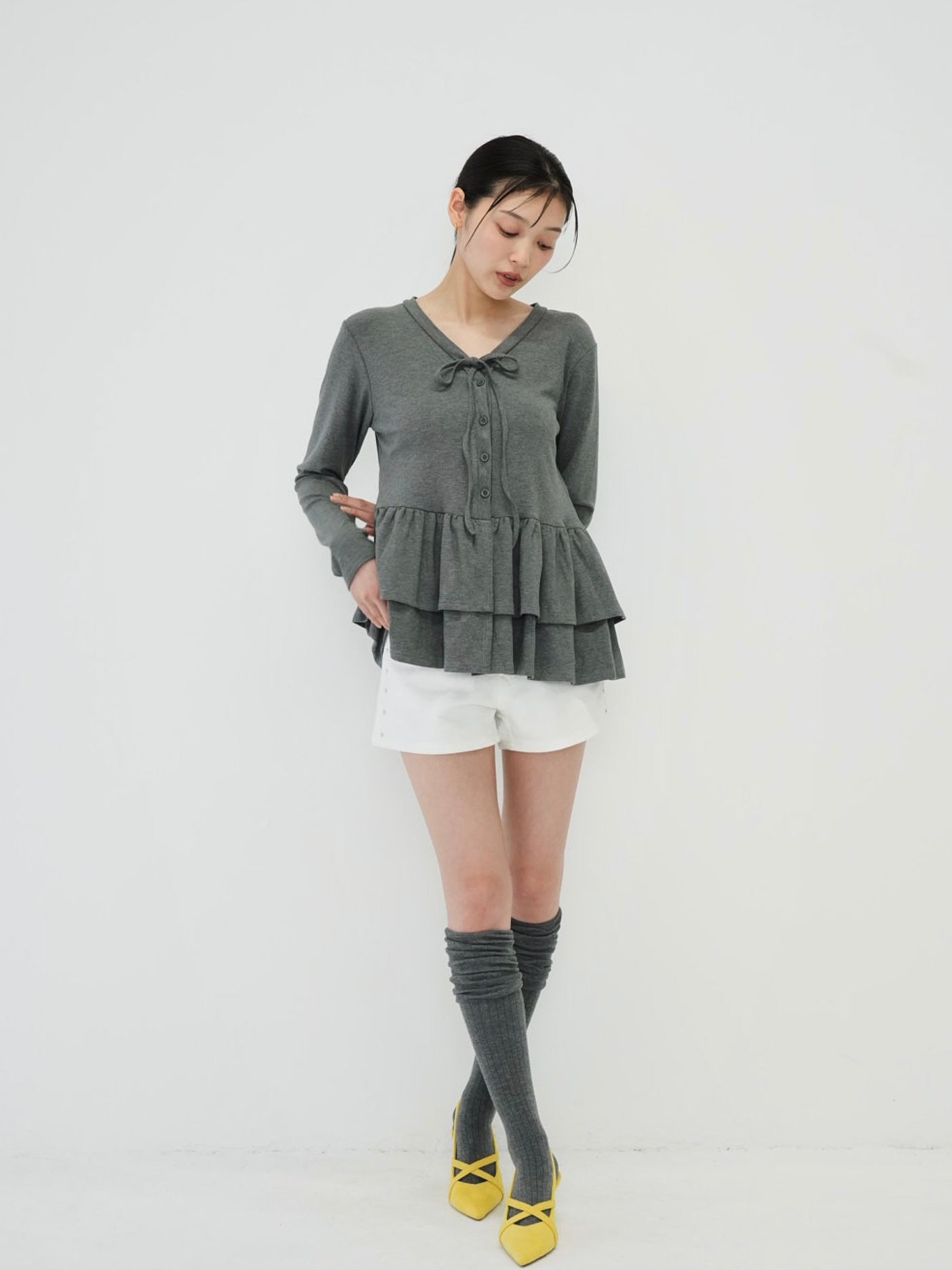 frill front ribbon cardigan