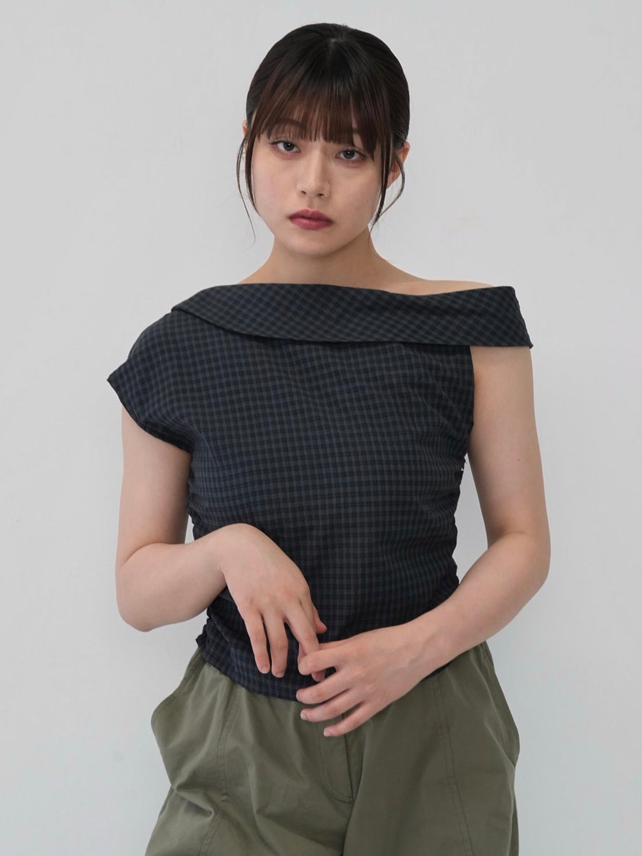 asym check blouse