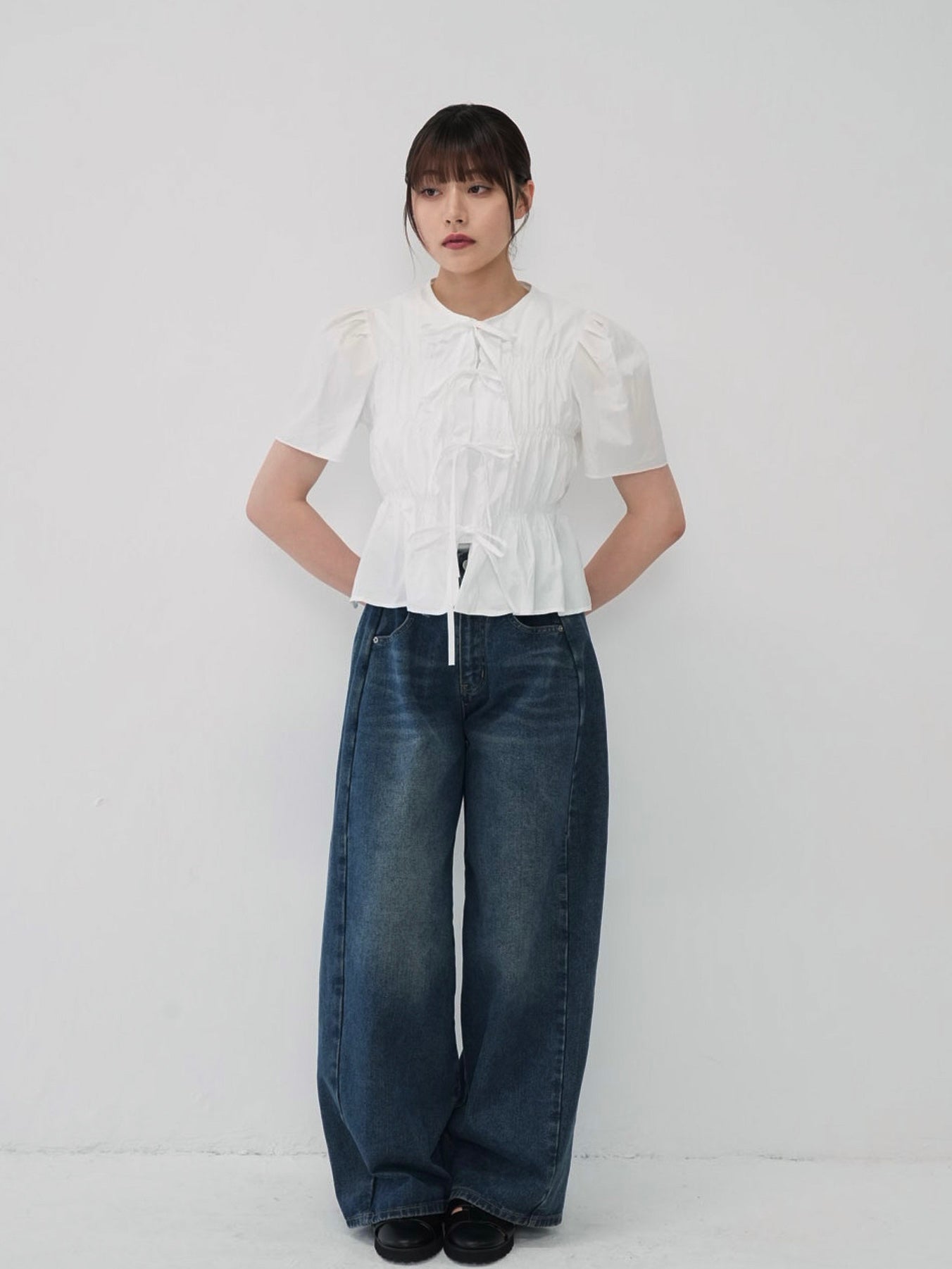 front ribbon blouse