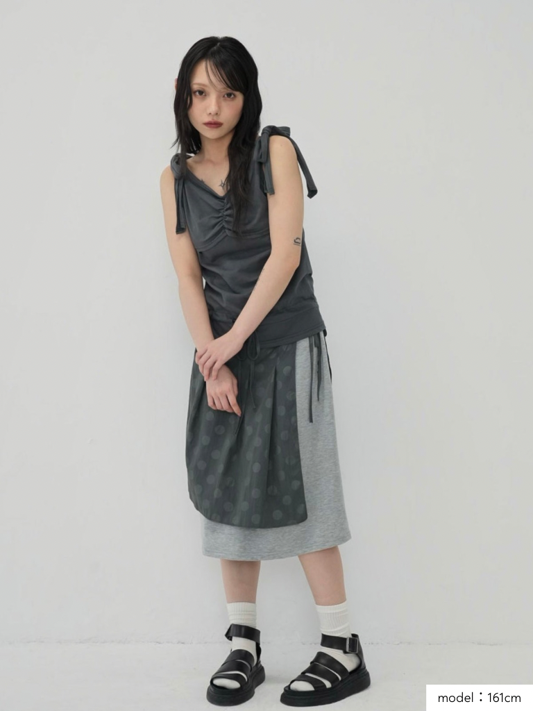 dot layered long skirt