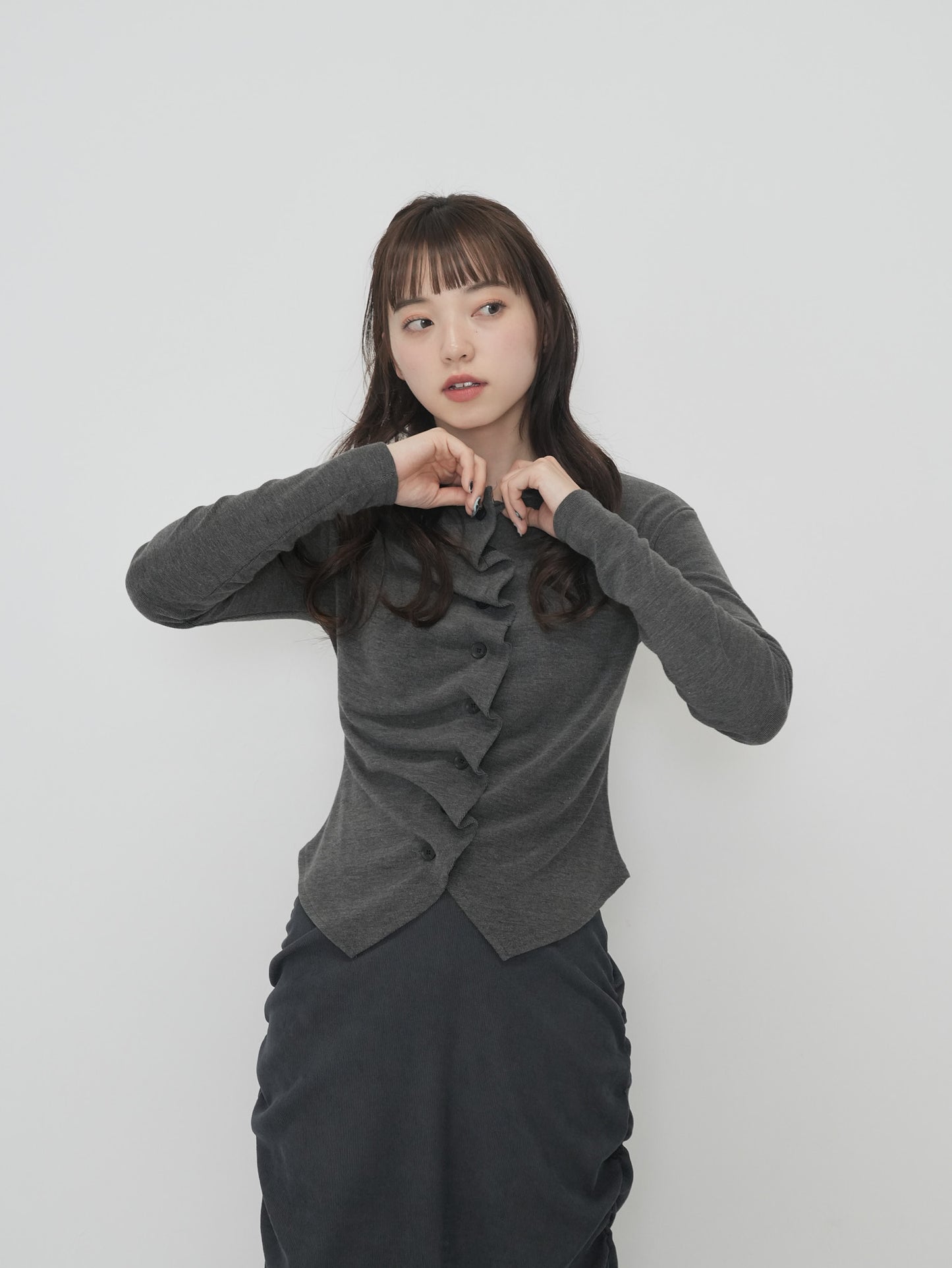 asymmetry frill blouse t