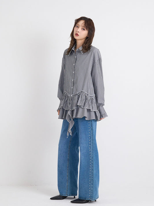 stripe frill over shirt