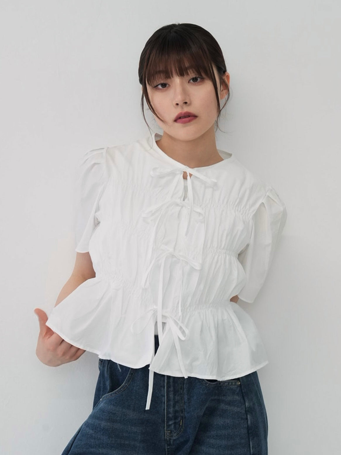 front ribbon blouse