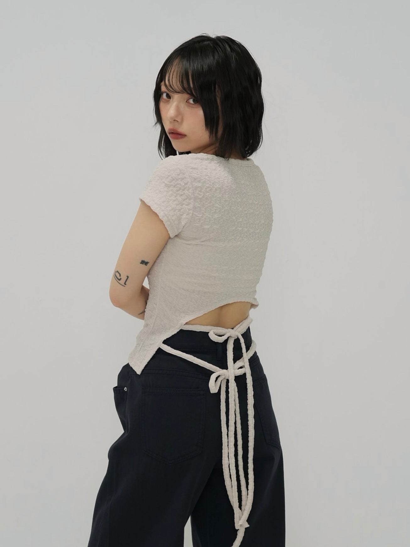 ribbon open back tops