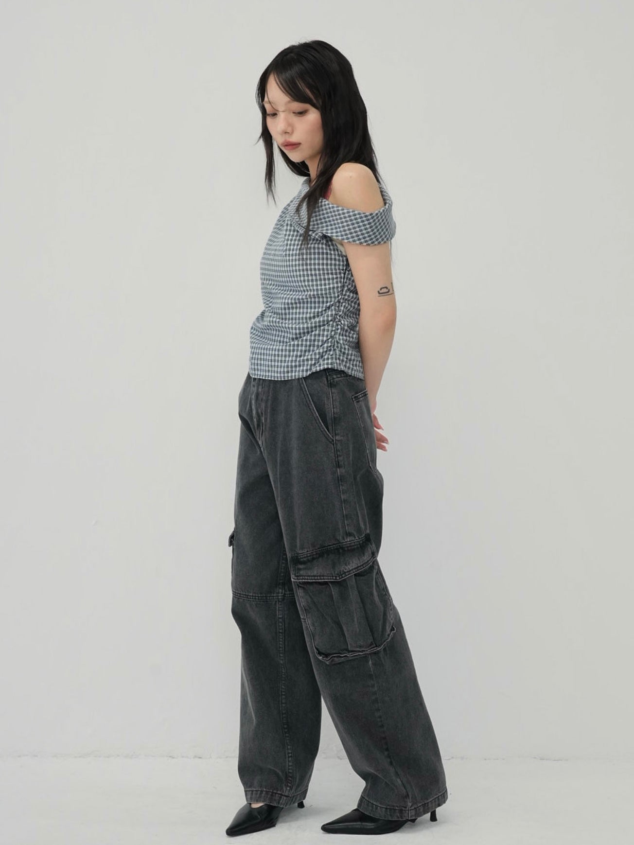 asym check blouse