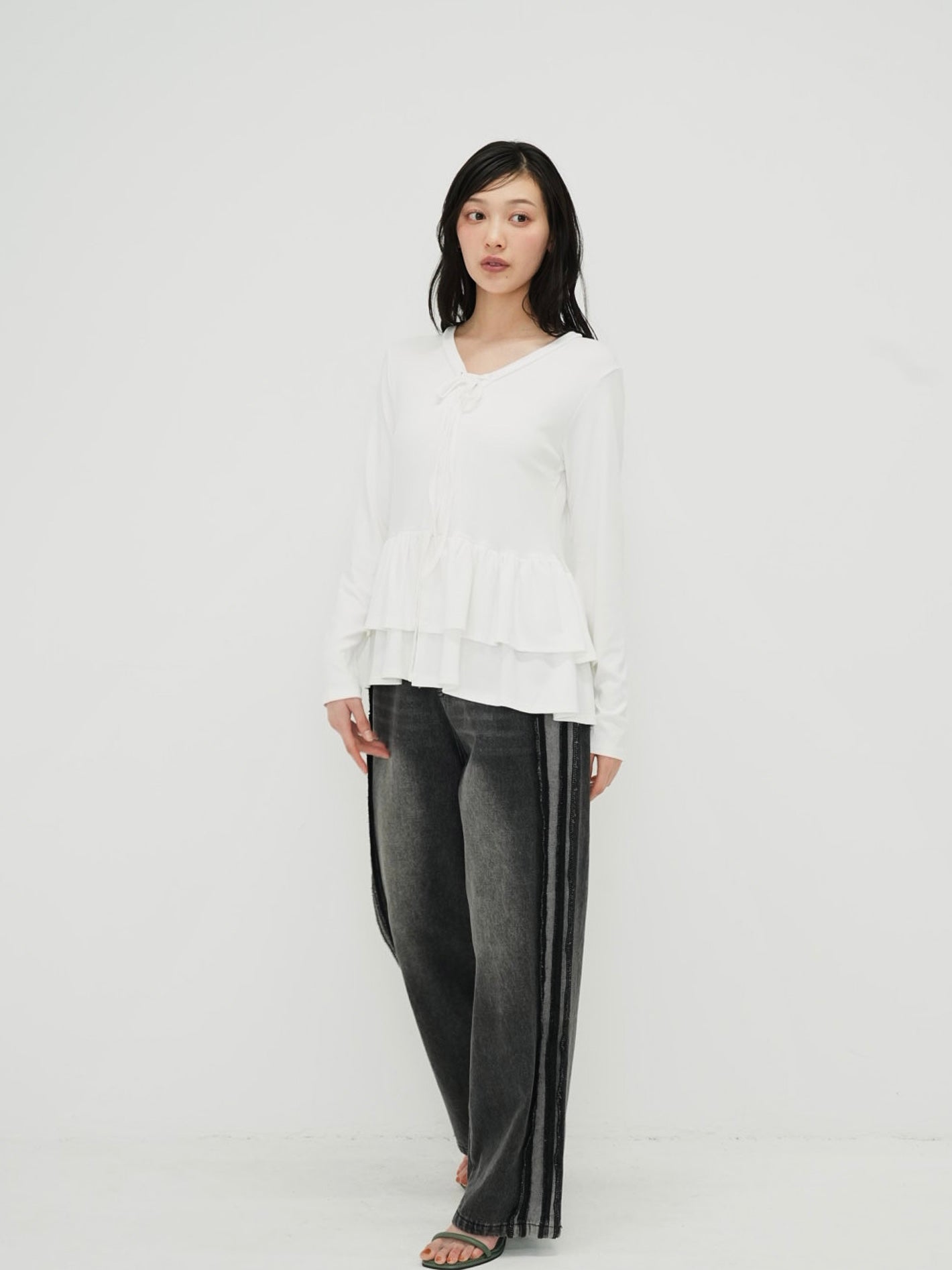 frill front ribbon cardigan