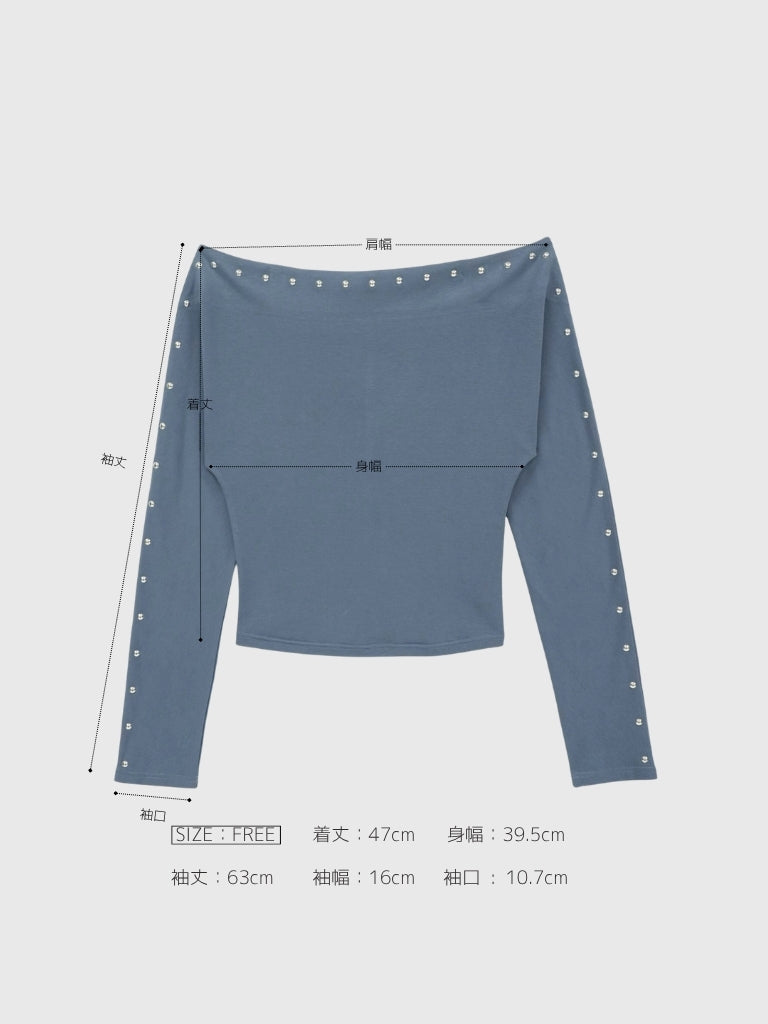 studs detail off shoulder tops