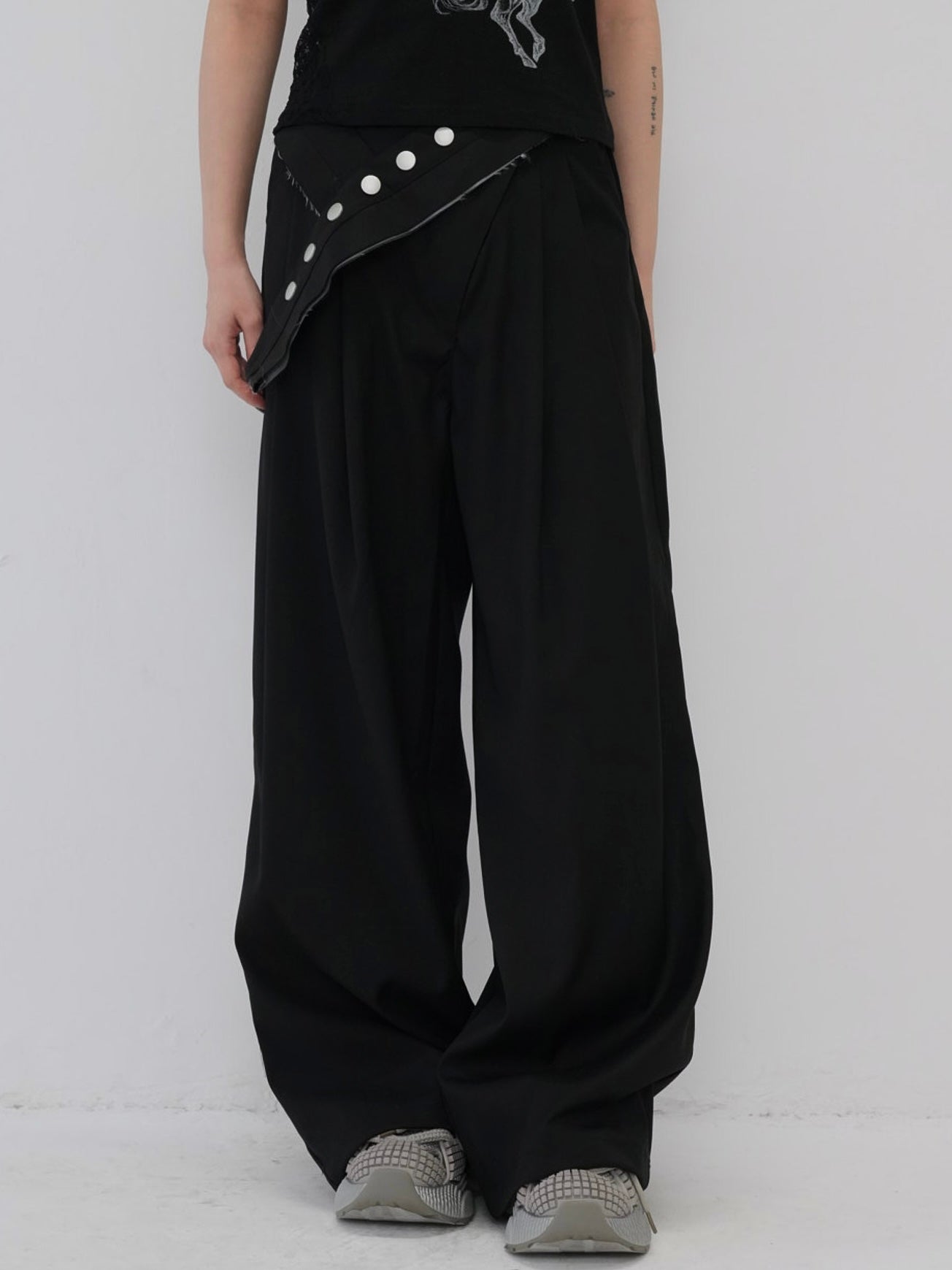 layered belt wide pants