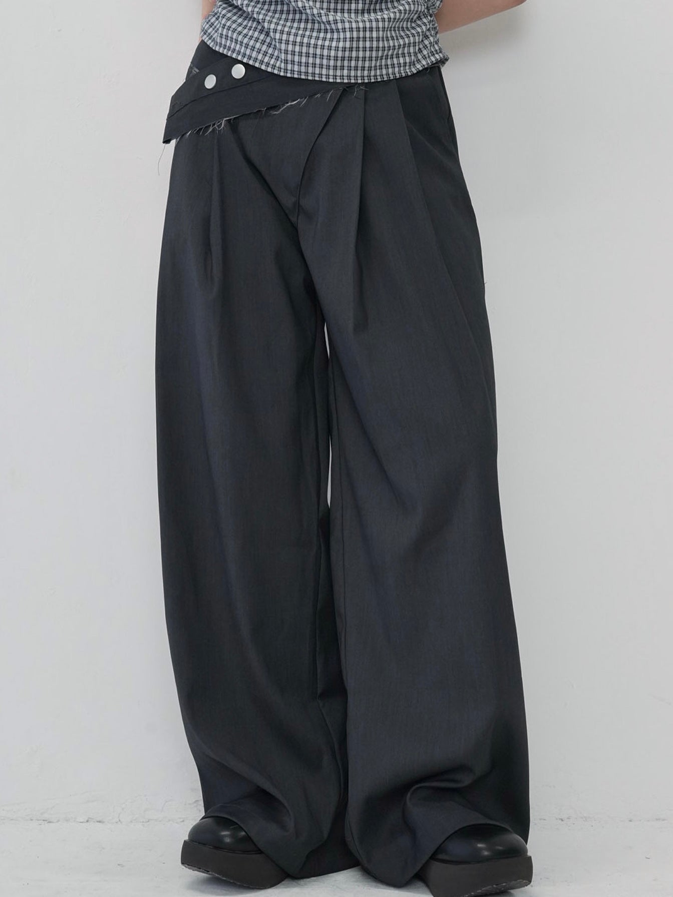 layered belt wide pants