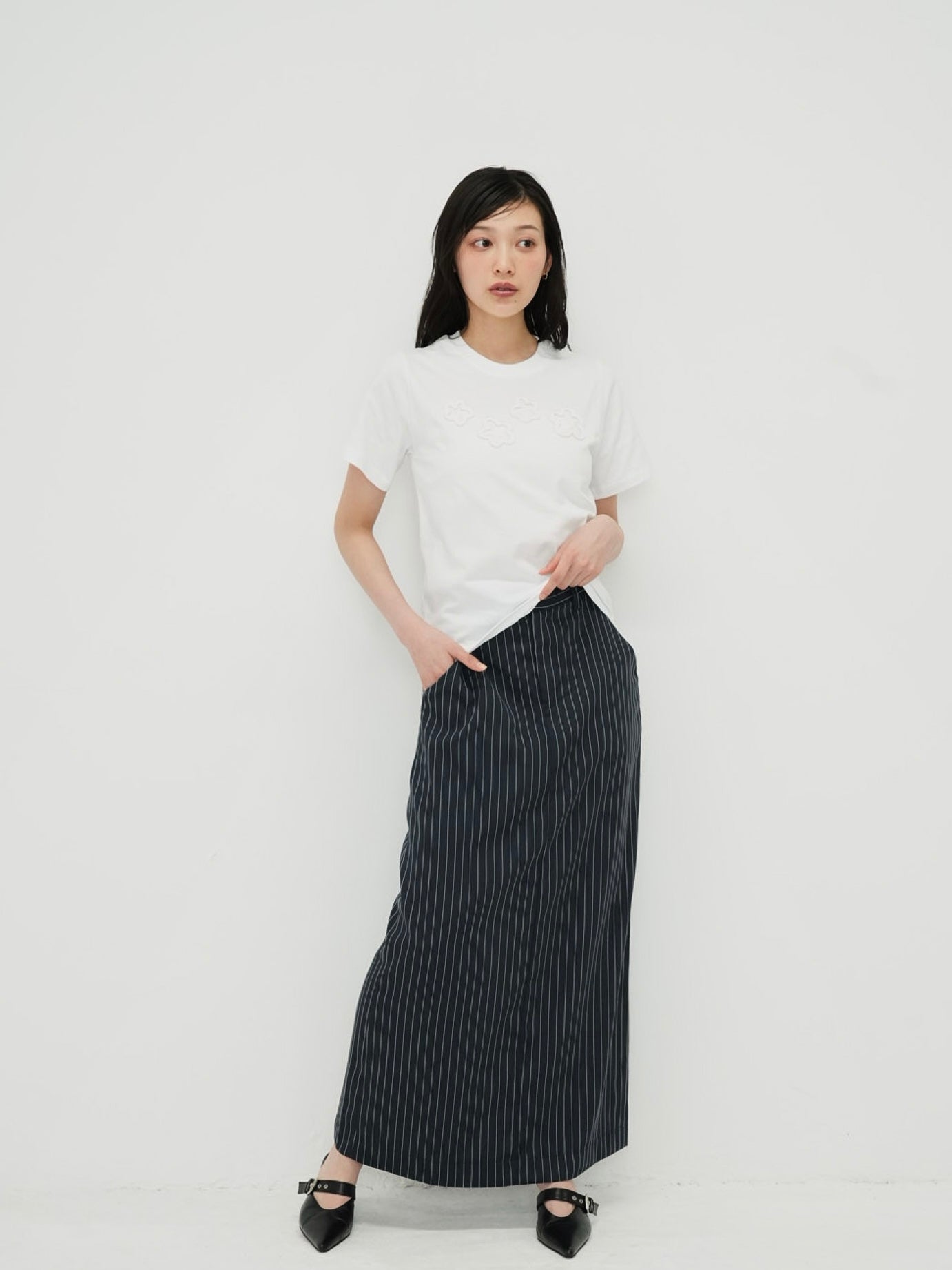 stripe long skirt