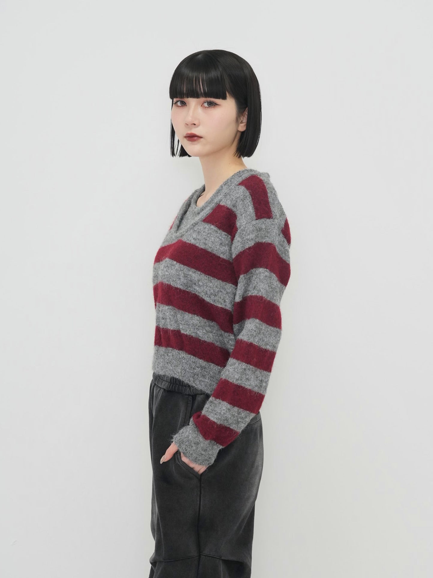 fake layered boarder knit