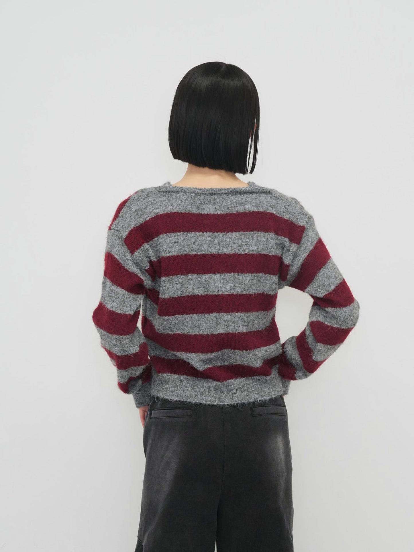 fake layered boarder knit