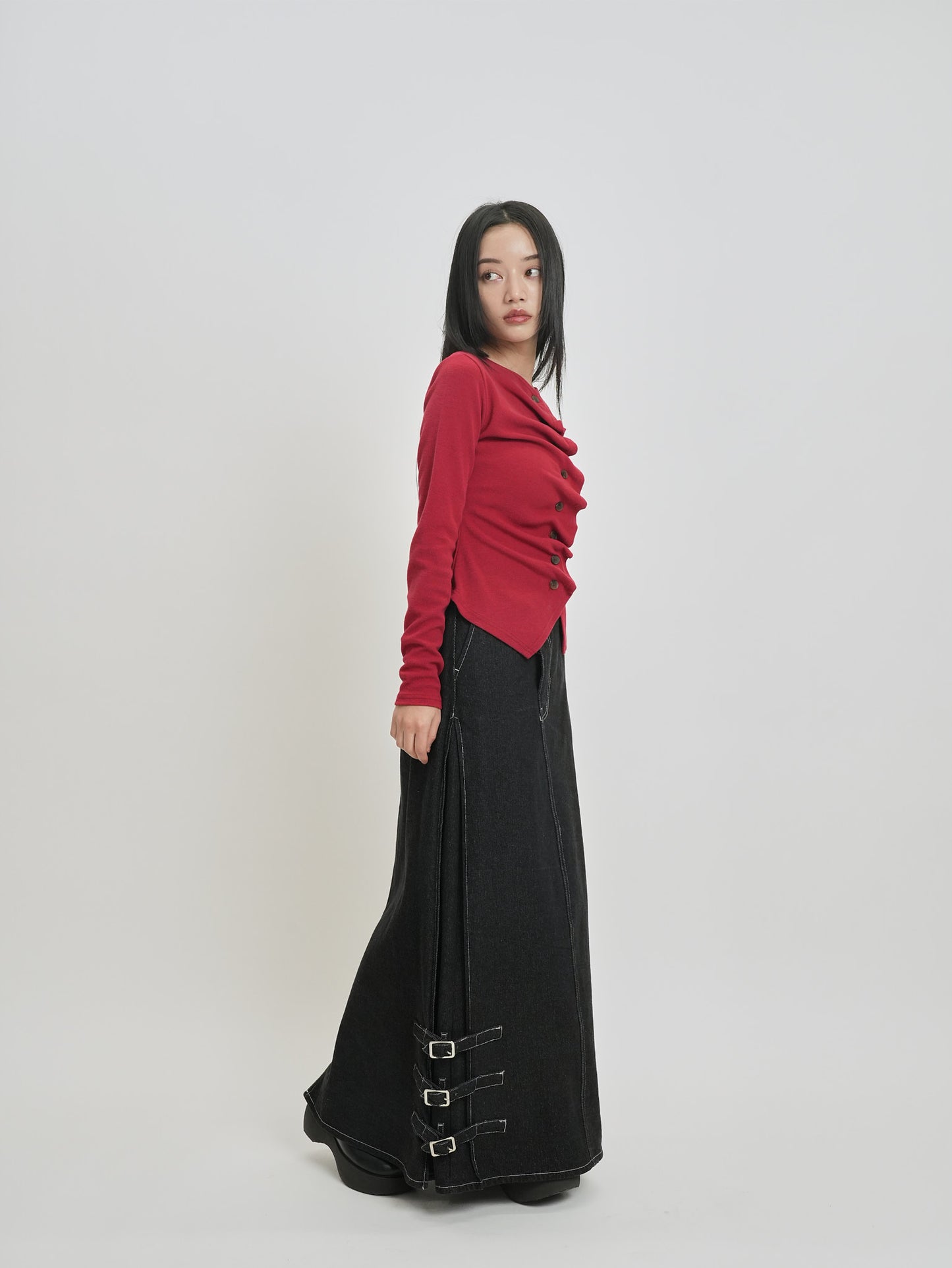 asymmetry frill blouse t