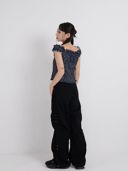 cotton side eyelet pants