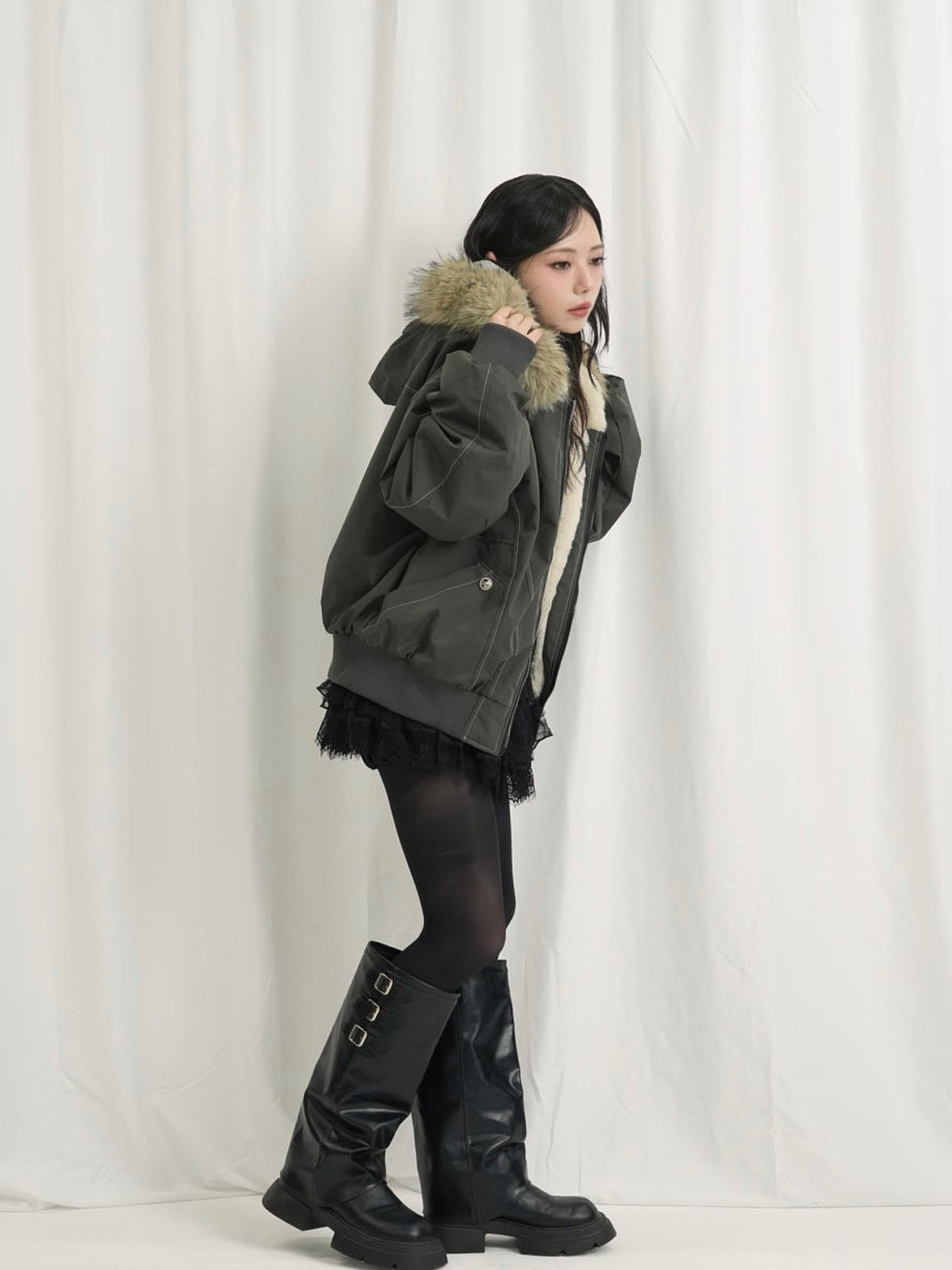 military fur hood jacket