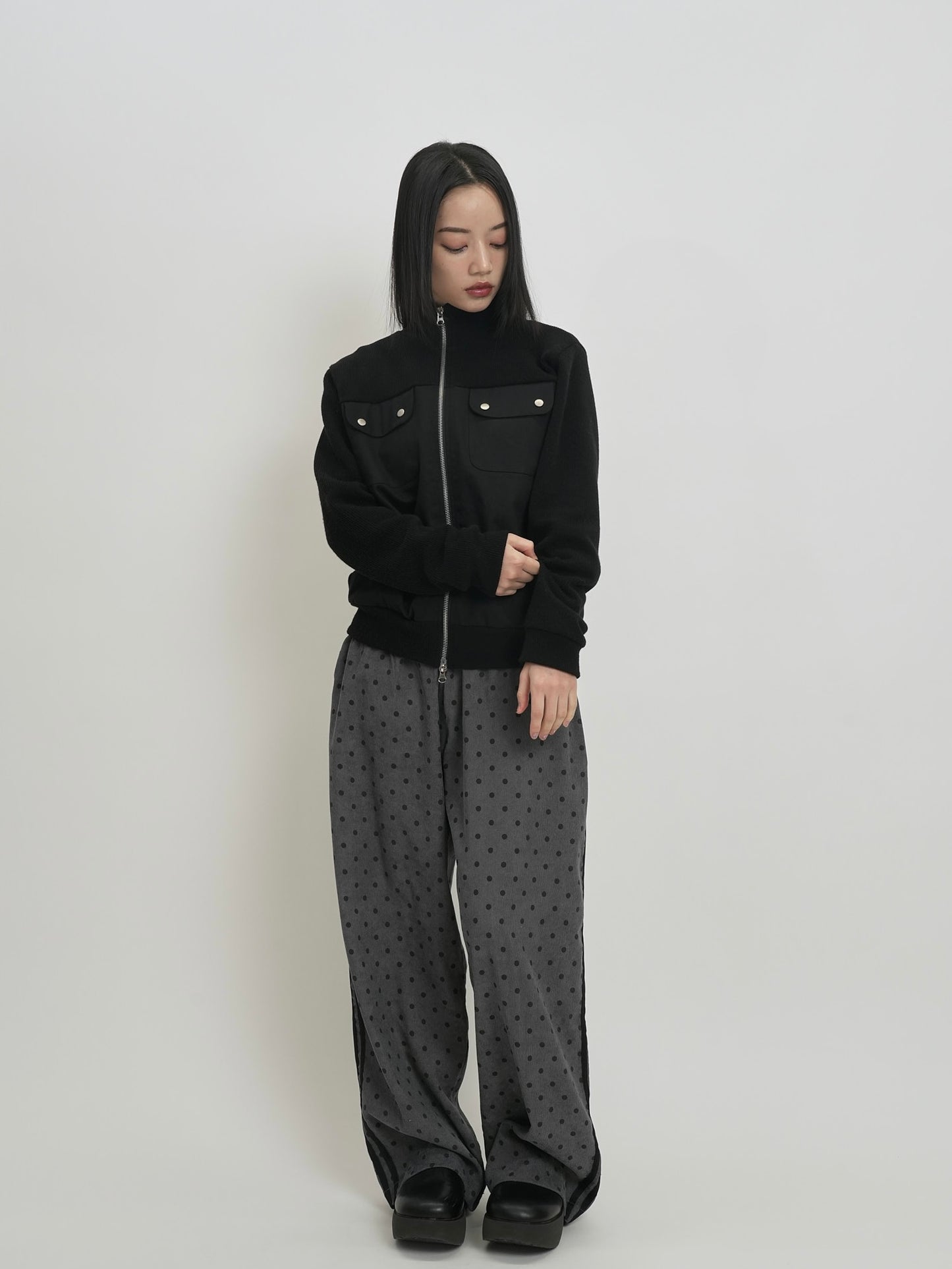 dot wide line pants