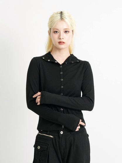 high neck fitted cardigan