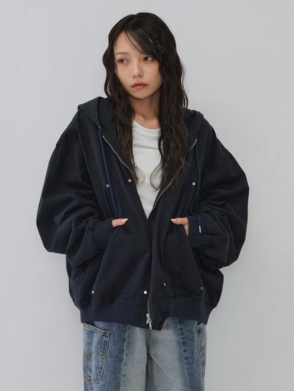 over pocket zip up hoodie