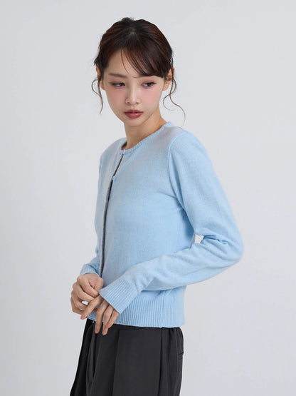 contrast line cardigan