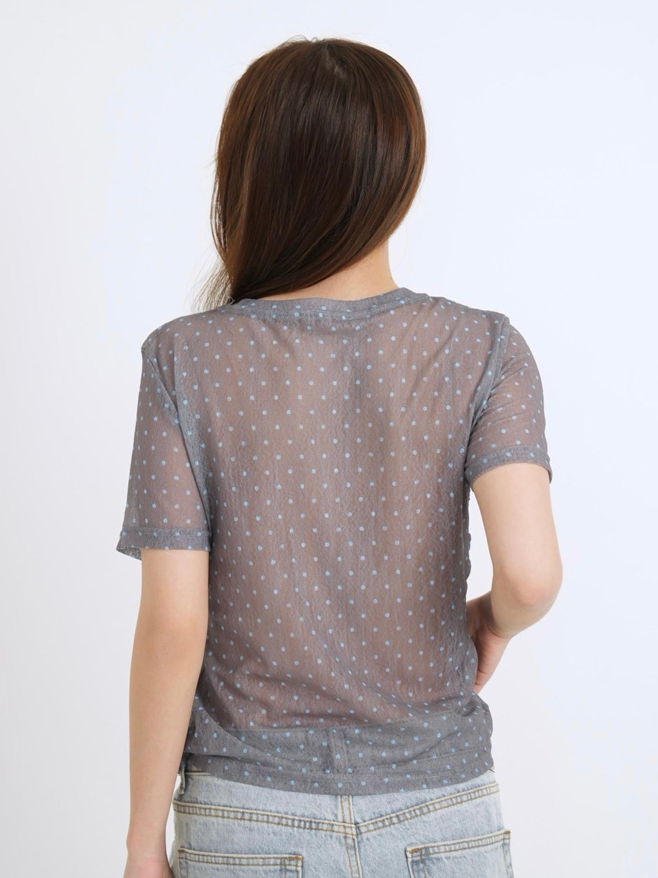 double layered dot sheer tops