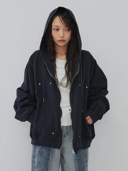 over pocket zip up hoodie