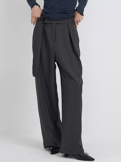 waist cord wide pants