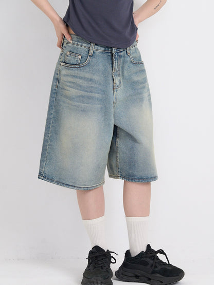 washed bermuda denim pants