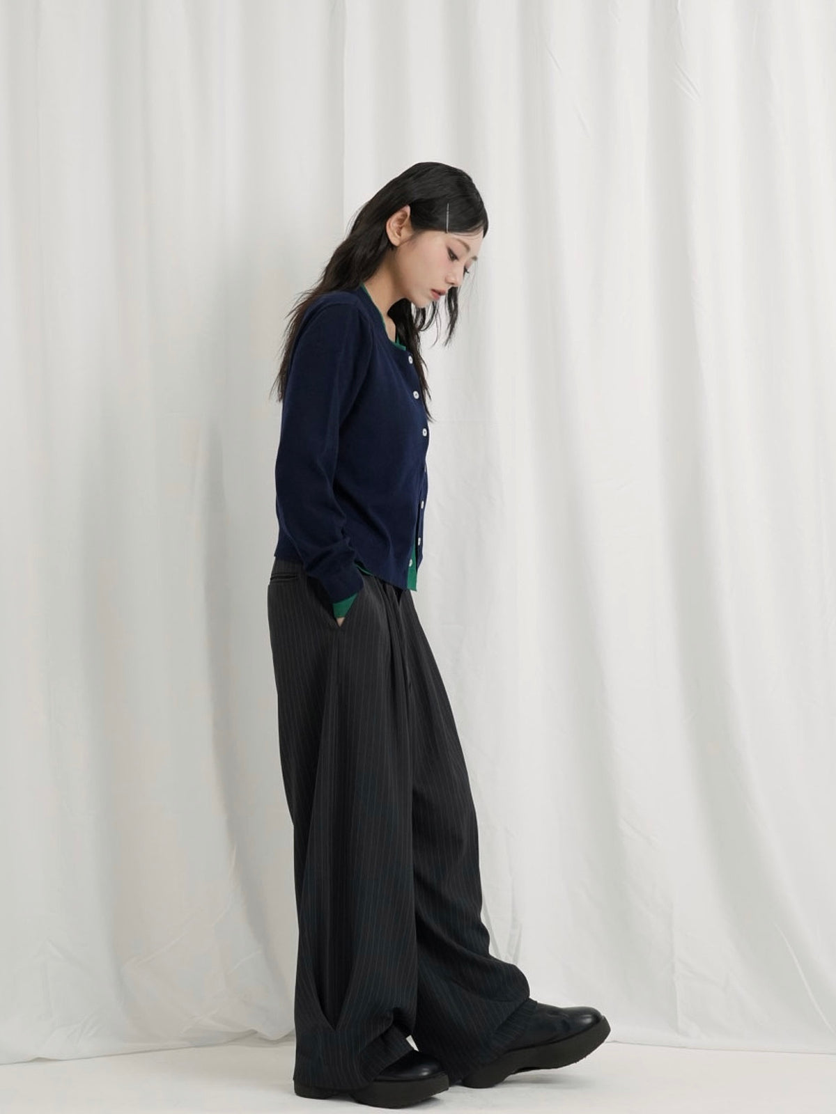 layered panel cardigan