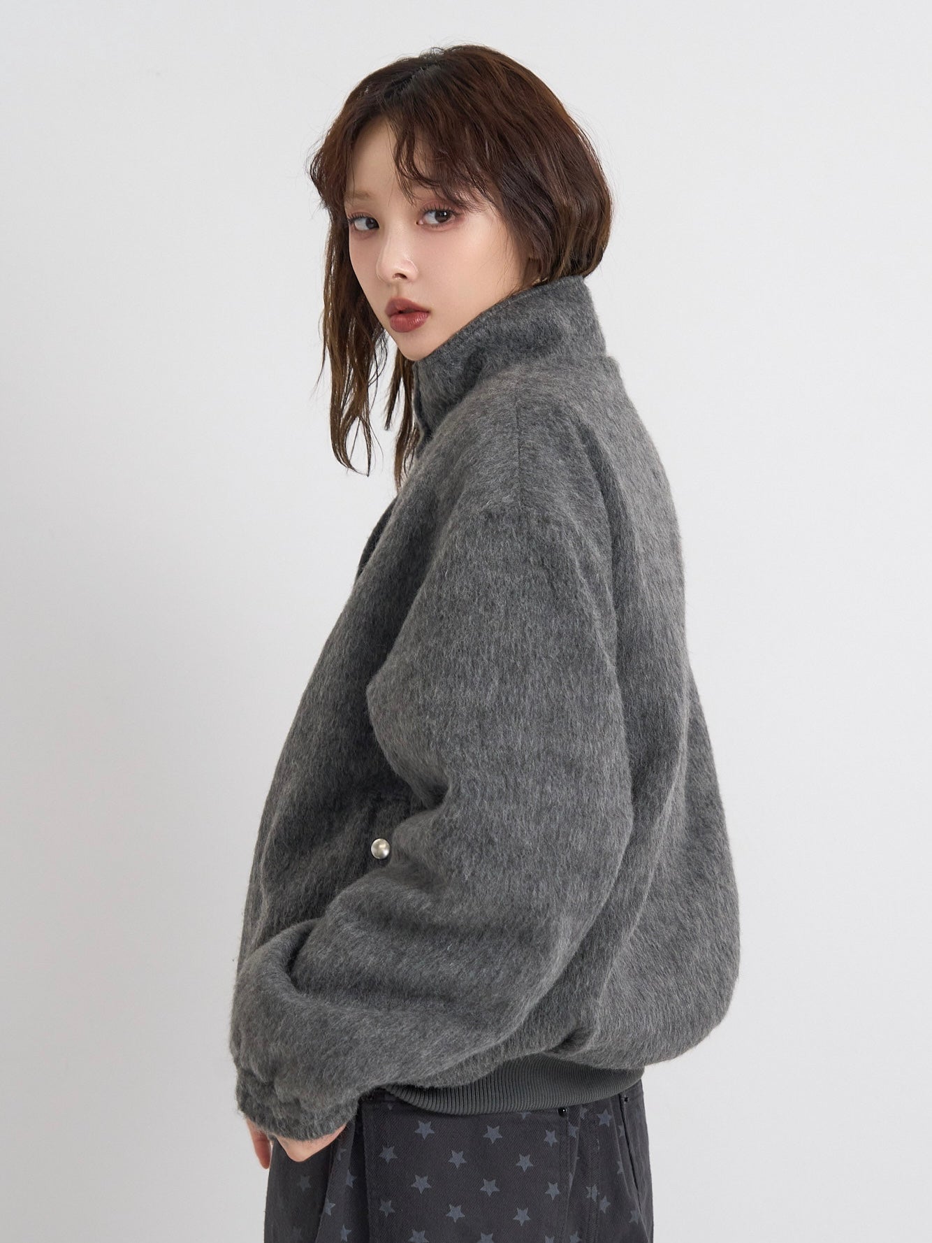 mohair snap blouson