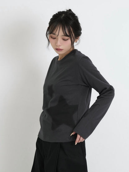 star print basic long tops