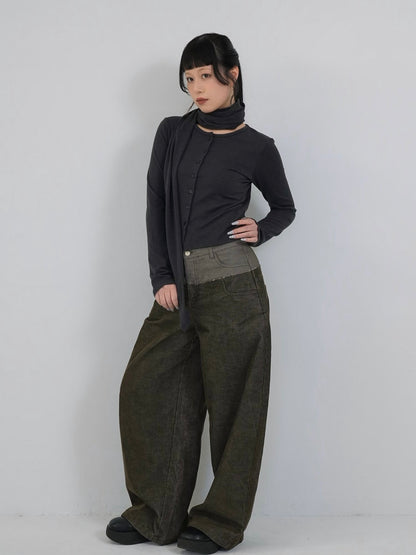 waist block corduroy pants