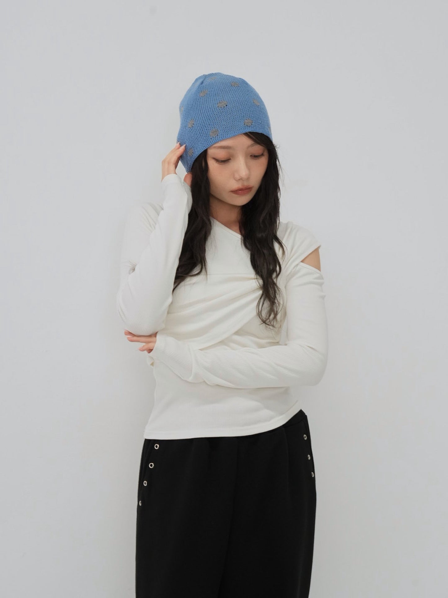 dot knit beanie
