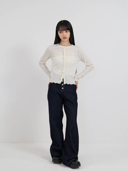 button line bootcut denim pants