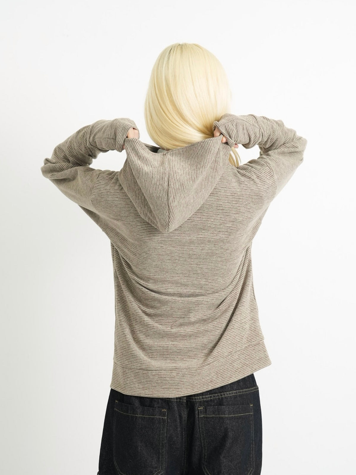 fleece zip button hood tops