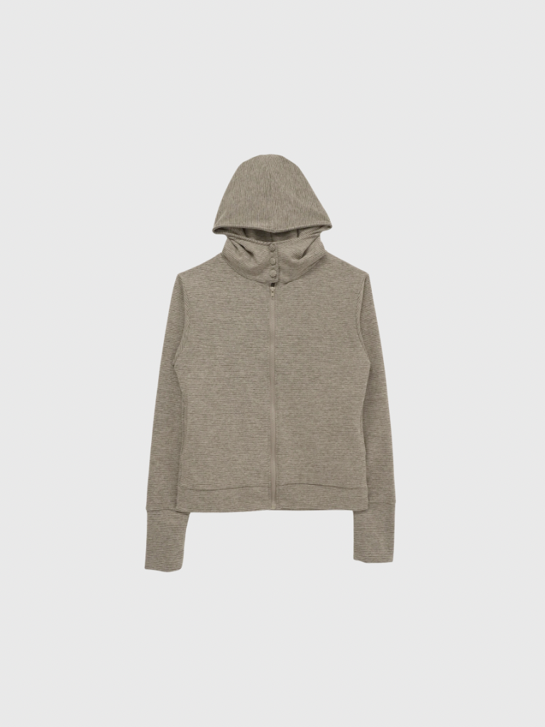 fleece zip button hood tops