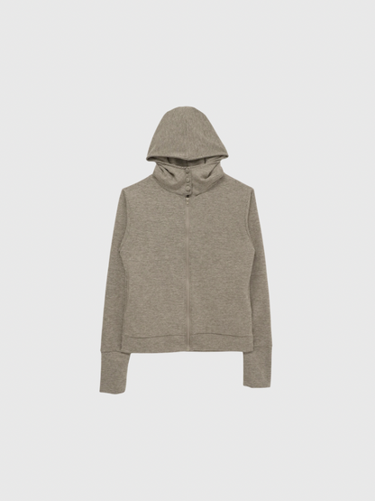 fleece zip button hood tops