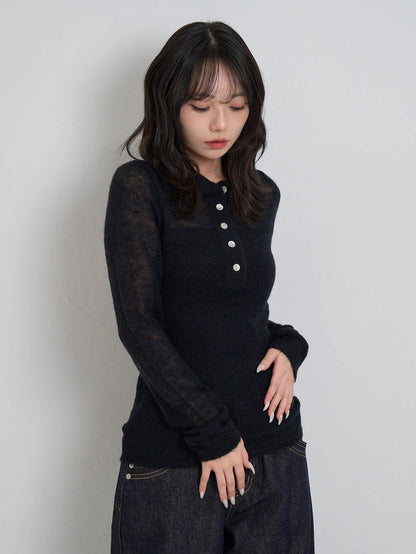 light sheer polo knit