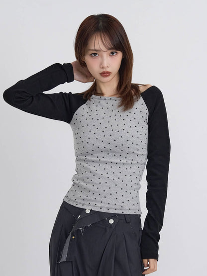 star dot raglan tops