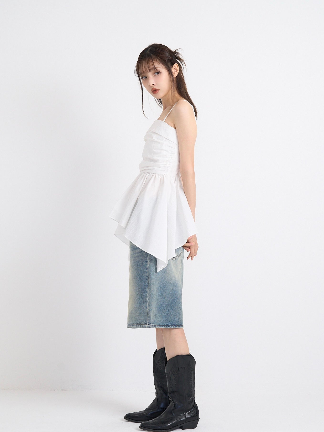 washed bermuda denim pants