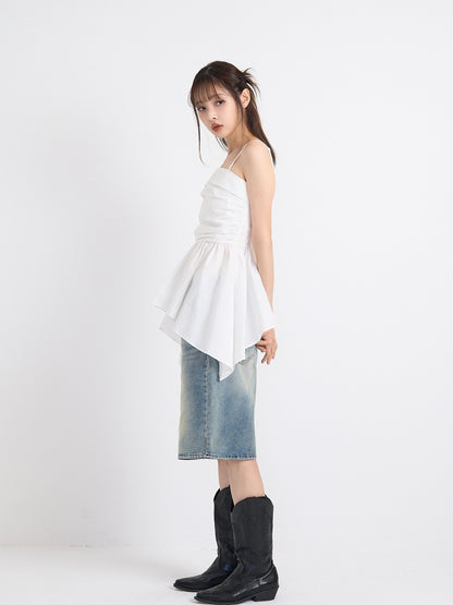washed bermuda denim pants