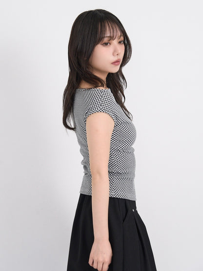 gingham off shoulder tops