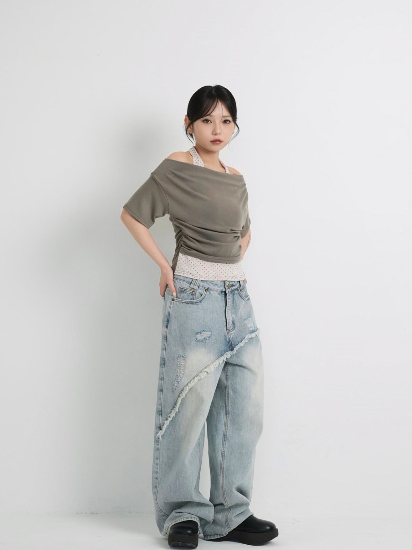 drape dot layered tops