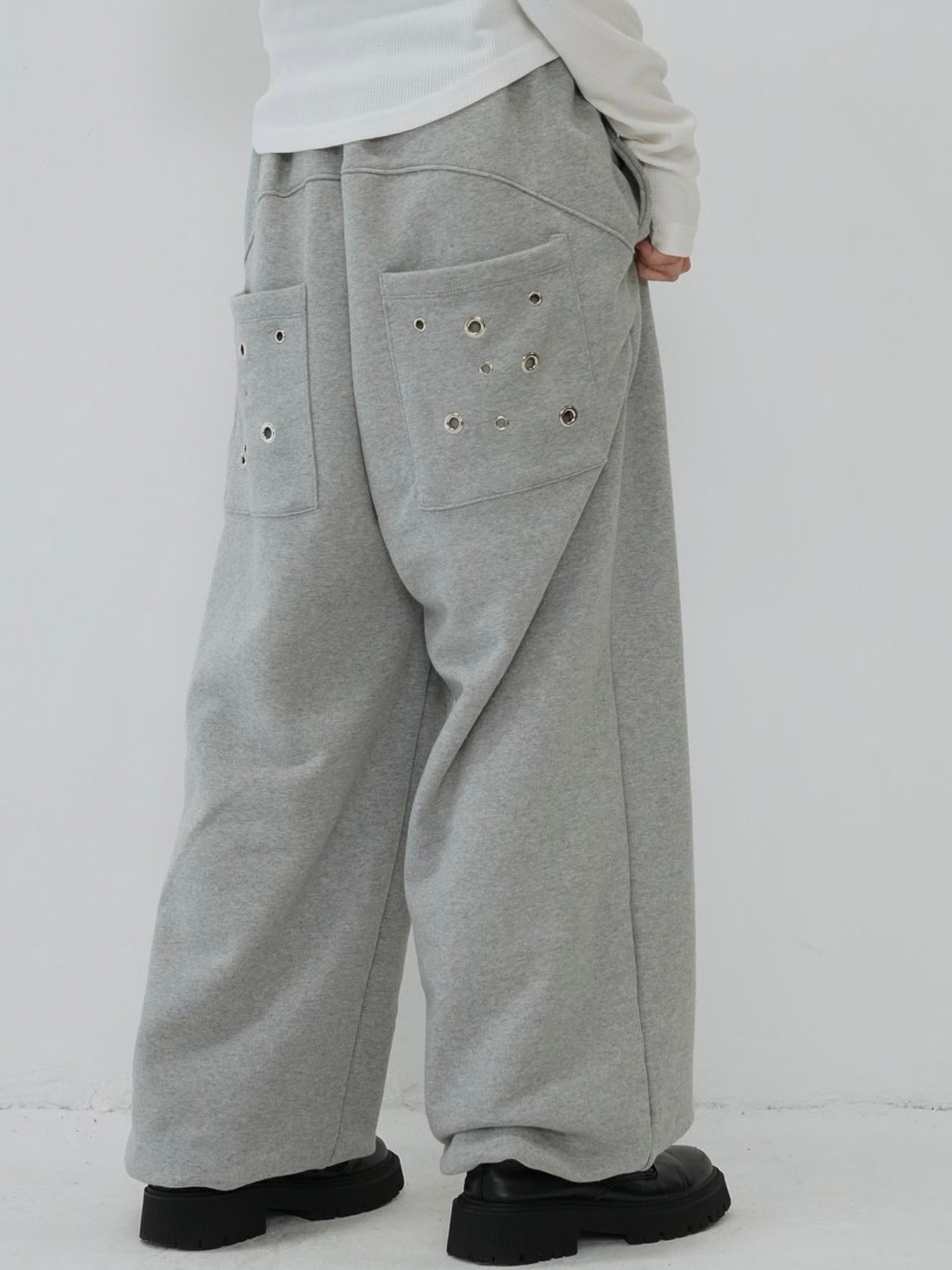 eyelet wide sweat pants